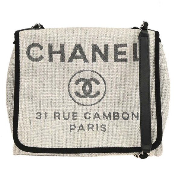 Chanel Gray Nylon Canvas Deauville Shoulder Bag XX40508 - Picture 1 of 10